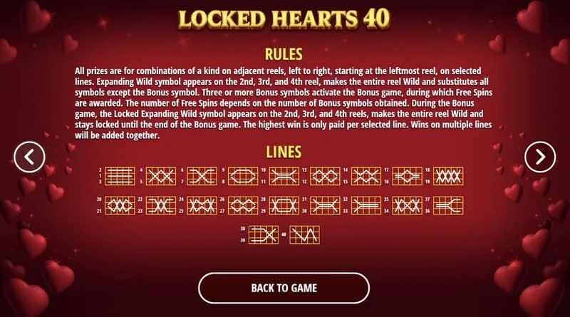 Locked Hearts 40 - voittolinjat keloilla